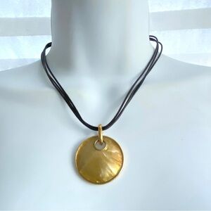 LIA SOPHIA Leatherette Goldtone Mother-of-Pearl Pendant Necklace